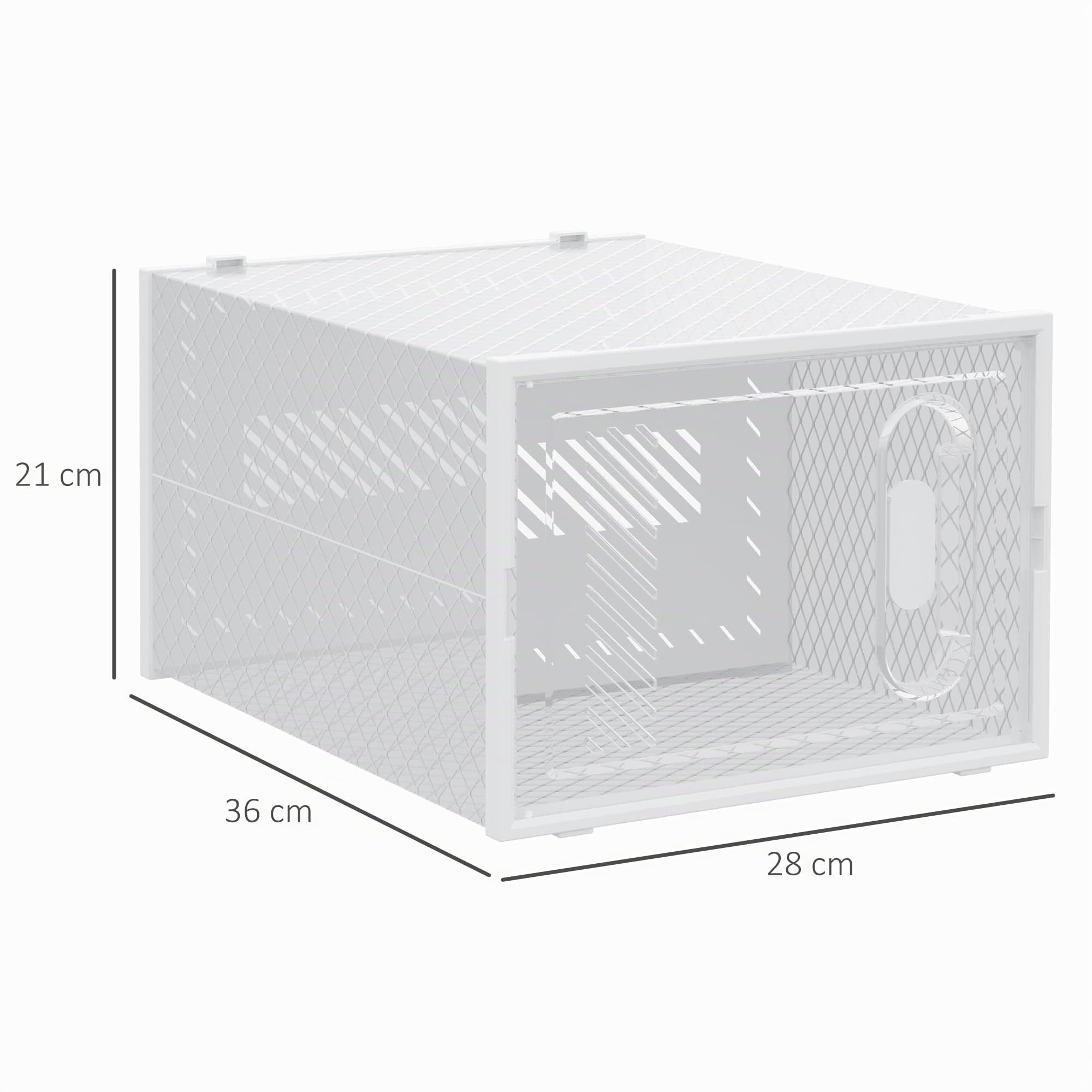HOMCOM Mobile Scarpiera Modulare Salvaspazio per Interni con Fori di Ventilazione, 18 Cubi 28x36x21cm in Plastica PP, Bianco e Trasparente