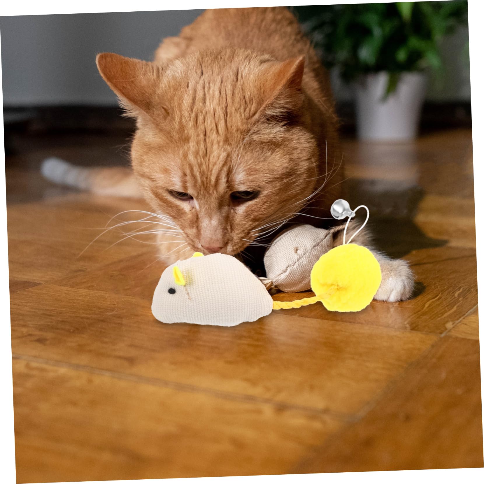 Toyvian 6pièces Souris Jouet pour Chat Peluche Lot Clochette Jouet Interactif Taquin pour Chaton Et Animaux De Compagnie