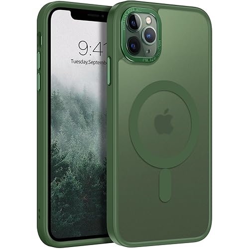 BENTOBEN for iPhone 11 Pro Max Magnetic Case, iPhone 11 Pro Max Phone Case[Compatible with MagSafe] Translucent Matte Shockproof Women Men Protective Case Cover for iPhone 11 Pro Max 6.5",Dark Green