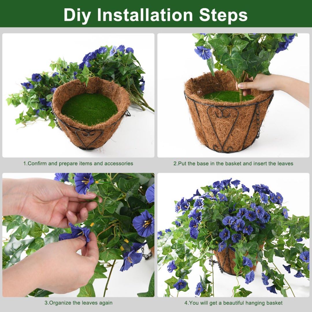 6 Flores Artificiales De Petunia - Resistente A Rayos UV, 36 Cm, Para Balcón, Jardín O Interior (morado, Violeta, Blanco)