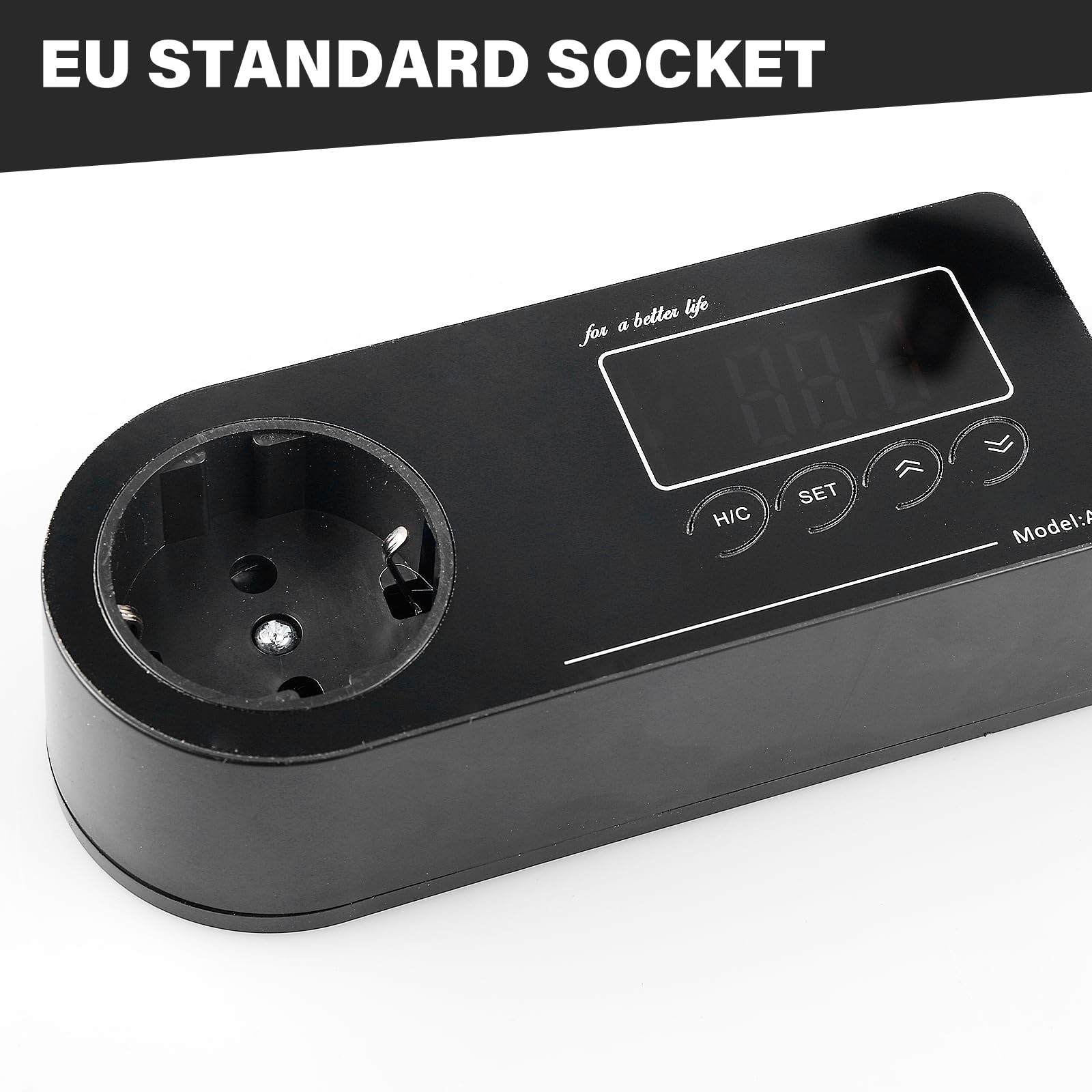 Thermostat Steckdose mit NTC Sensor, Digitaler Temperaturregler, EU-Stecker, Thermostatgesteuerte Steckdose, Heizen Kühlen Temperaturschalter 16-40℃, für Reptilien, Gewächshaus, Aquarium, Terrarium