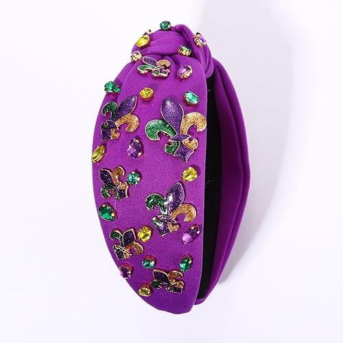 Miniatura 6 de mokkia Diadema de Mardi Gras, accesorios para mujer, diadema con cuentas de flor de lis, diadema anudada con diamantes de imitación para el martes