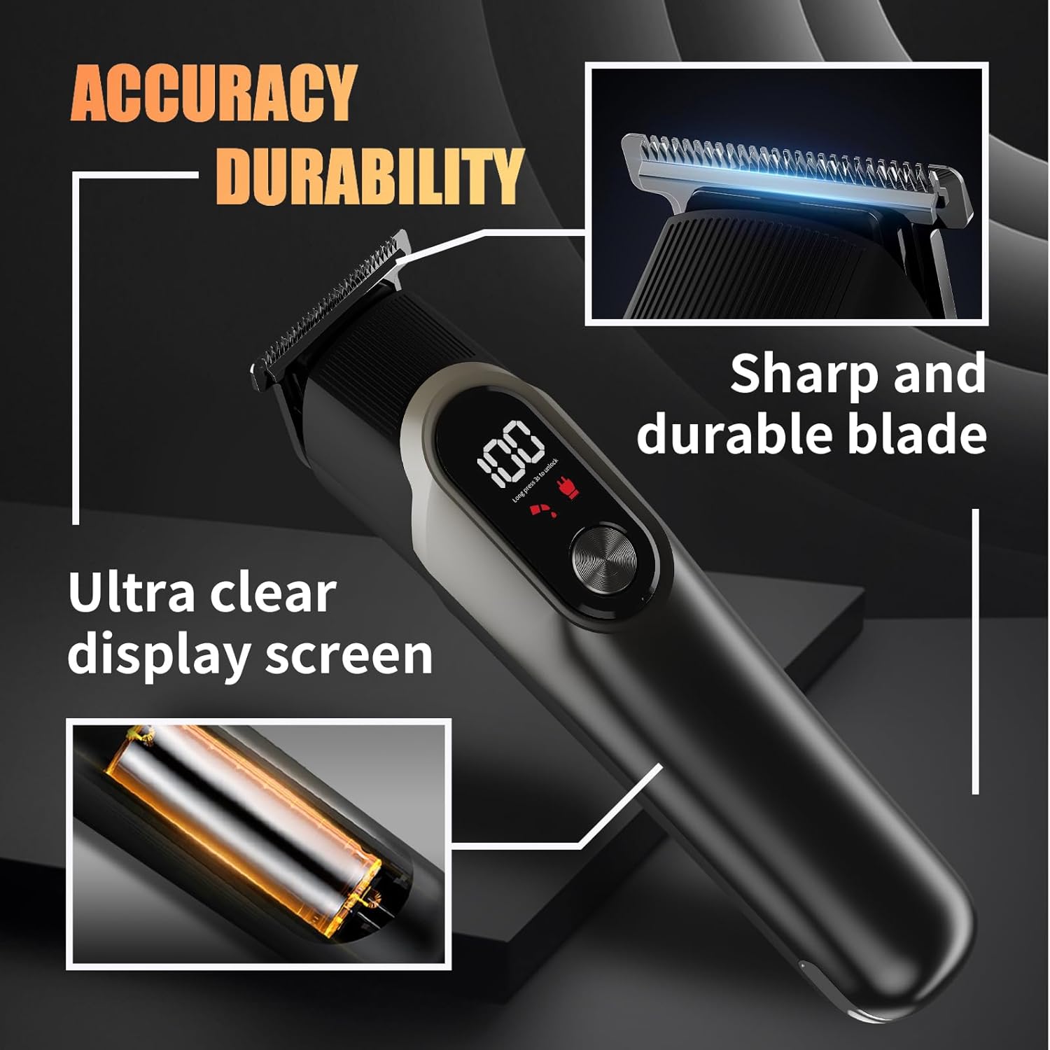 RUIBO Beard Trimmer for Men, 5-in-1 Cordless Hair Clipper Kit with Foil Razor, Waterproof Body, Nose & Ear Groomer, Precision Trimming for Beard, Hair & Body Care (DimGray)