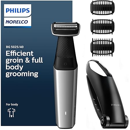 Philips Bodygroom Series 5000 Showerproof Groin And Body Trimmer Close And Comfortable Shave Complete Body Grooming Including Back 60 Min. Runtime Model Bg5025/40