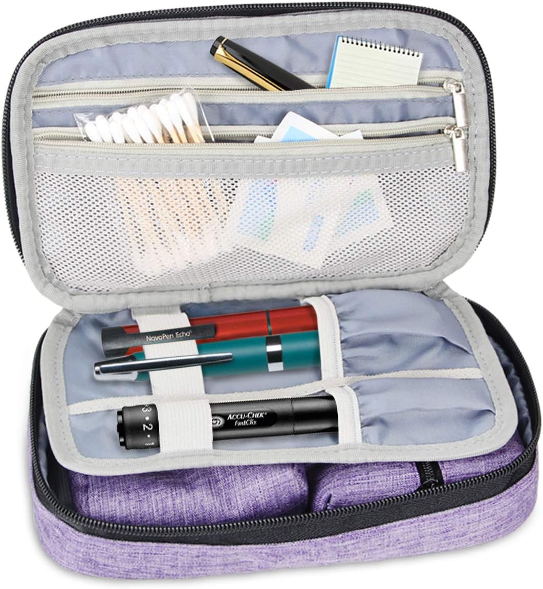 Luxja Diabetic Supplies Travel Case, Storage Bag for Glucose Meter and Other Diabetic Supplies (Bag Only), Purple : Health & Household