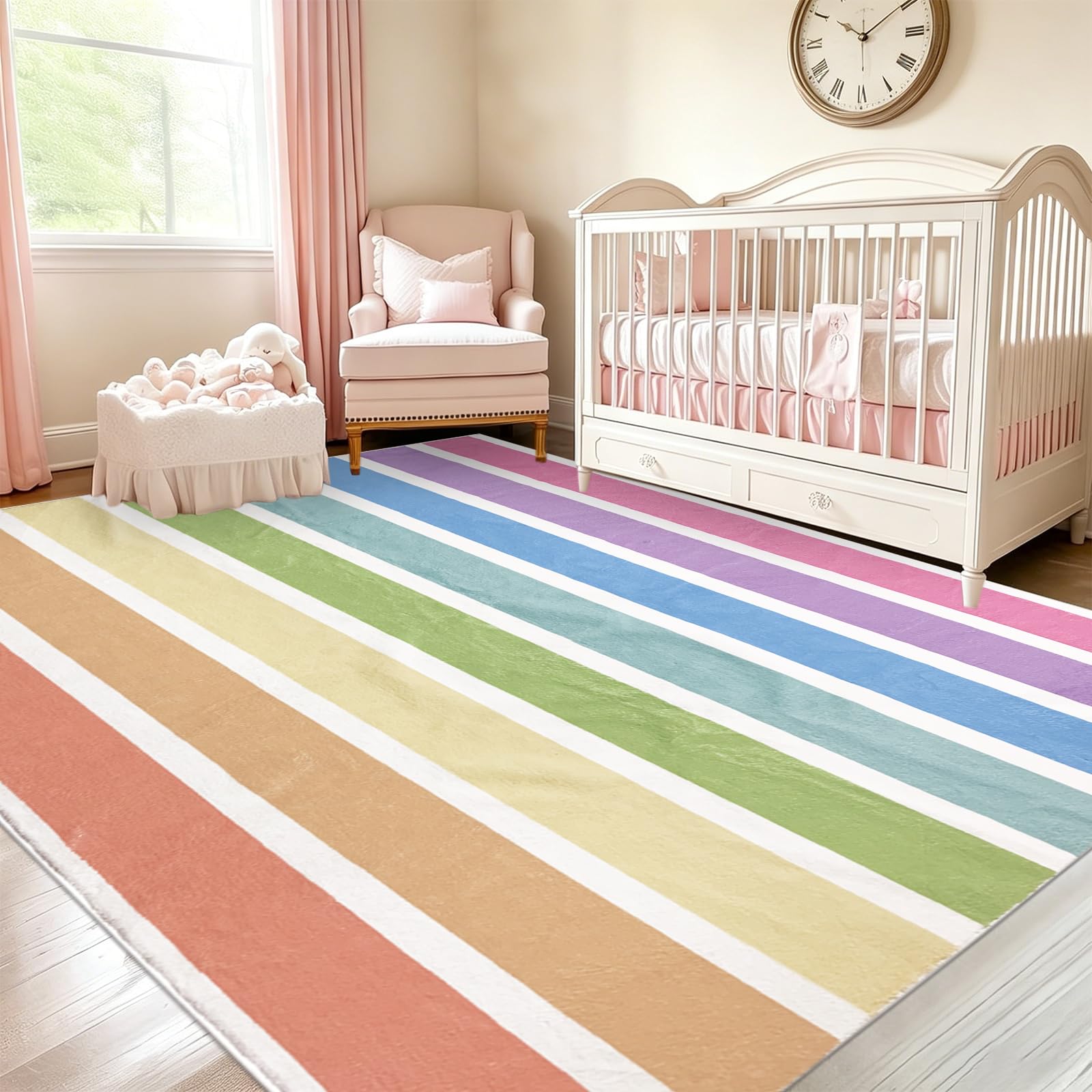 Tapis antidérapant arc-en-ciel pour une chambre d'enfant colorée