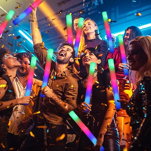 Miniatura 3 de 100 PCS Giant 16 Inch Foam Glow Sticks, Bulk Glow Sticks with 3 Modes Colorful Flashing, LED Light Stick Gift, Glow in Dark Party Supplies for