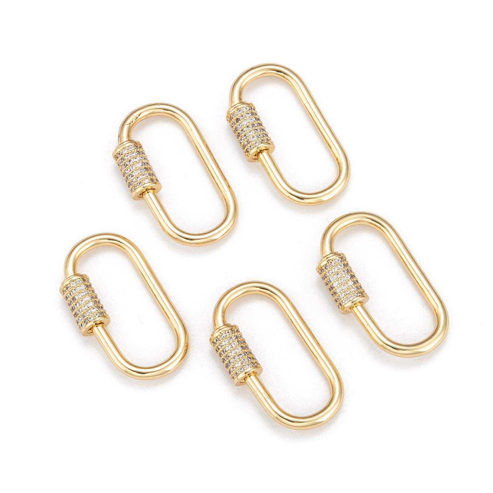 PandaHall Lot De 5 Mousquetons à Vis En Forme De Cœur En Laiton Plaqué