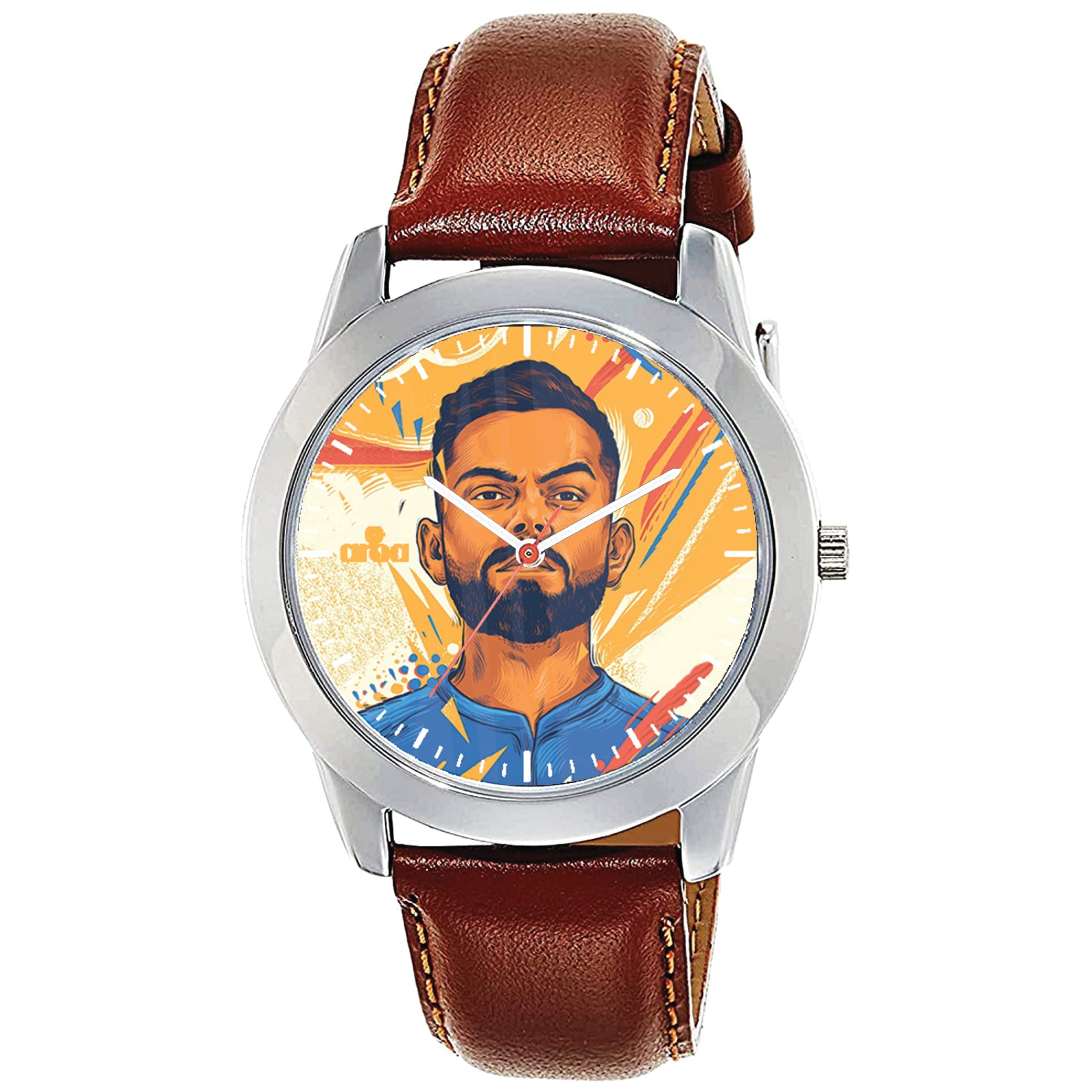 AROA Watch New Watch for Virat Kohli Painting Model : 433 Steel Metal Type Analog Brown Strap Watch Multicolor Dial for Men Stylish Watch for Boys (B0C3H9DLJM) Amazon Price History, Amazon Price Tracker