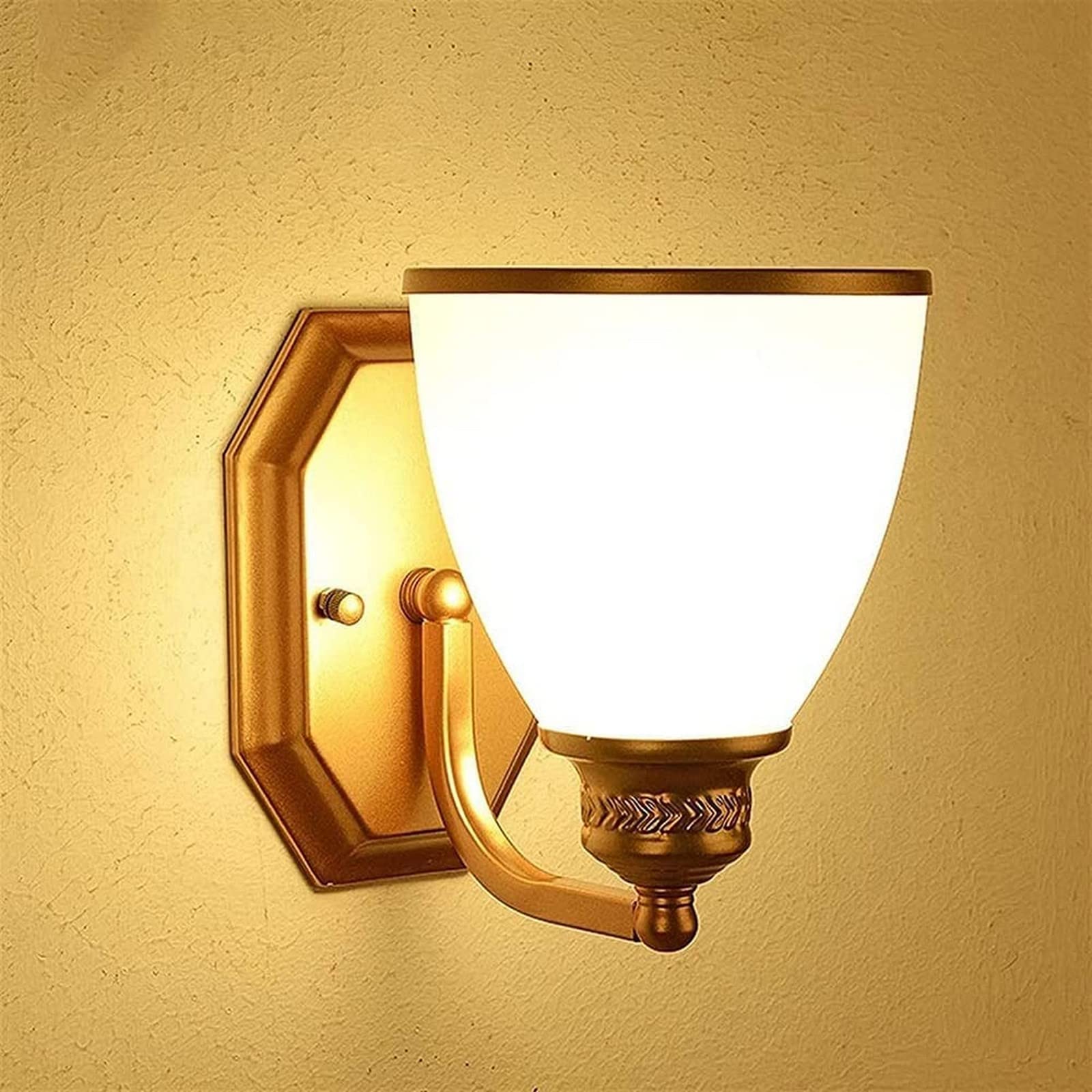 CWCQGH Wall Sconces, Wall Light Wall Lamp Simple Iron Sheet Sconce Modern Glass Shade Light Bracket Bedroom Living Room Corridor Allele Wall Light E27 Bedside Decor Lamp