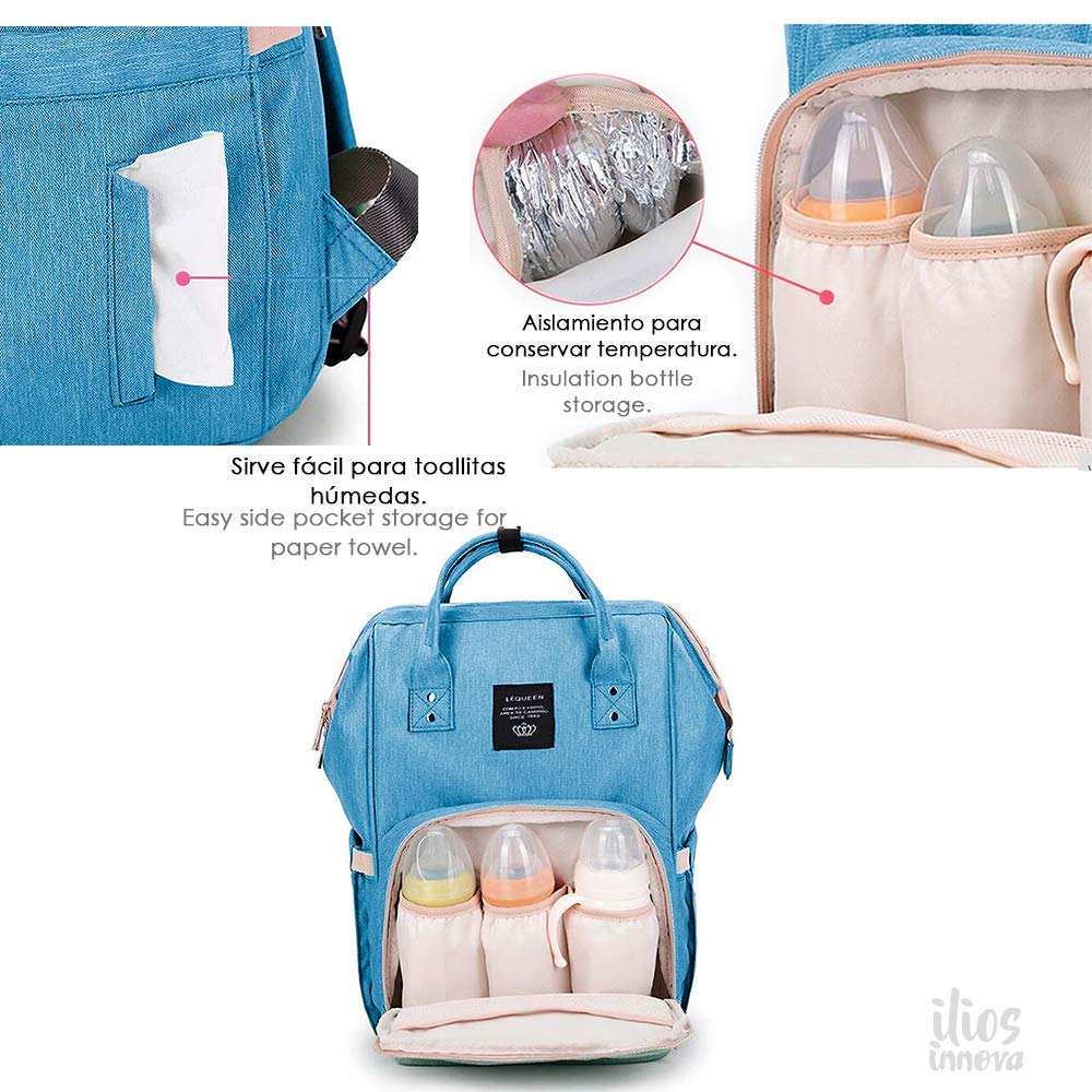 Mochila Pañalera Multi Bolsas Porta Biberón Mochila para viajes estilo  pañalera con compartimentos especiales (Azul cielo) : Amazon.com.mx: Ropa,  Zapatos y Accesorios