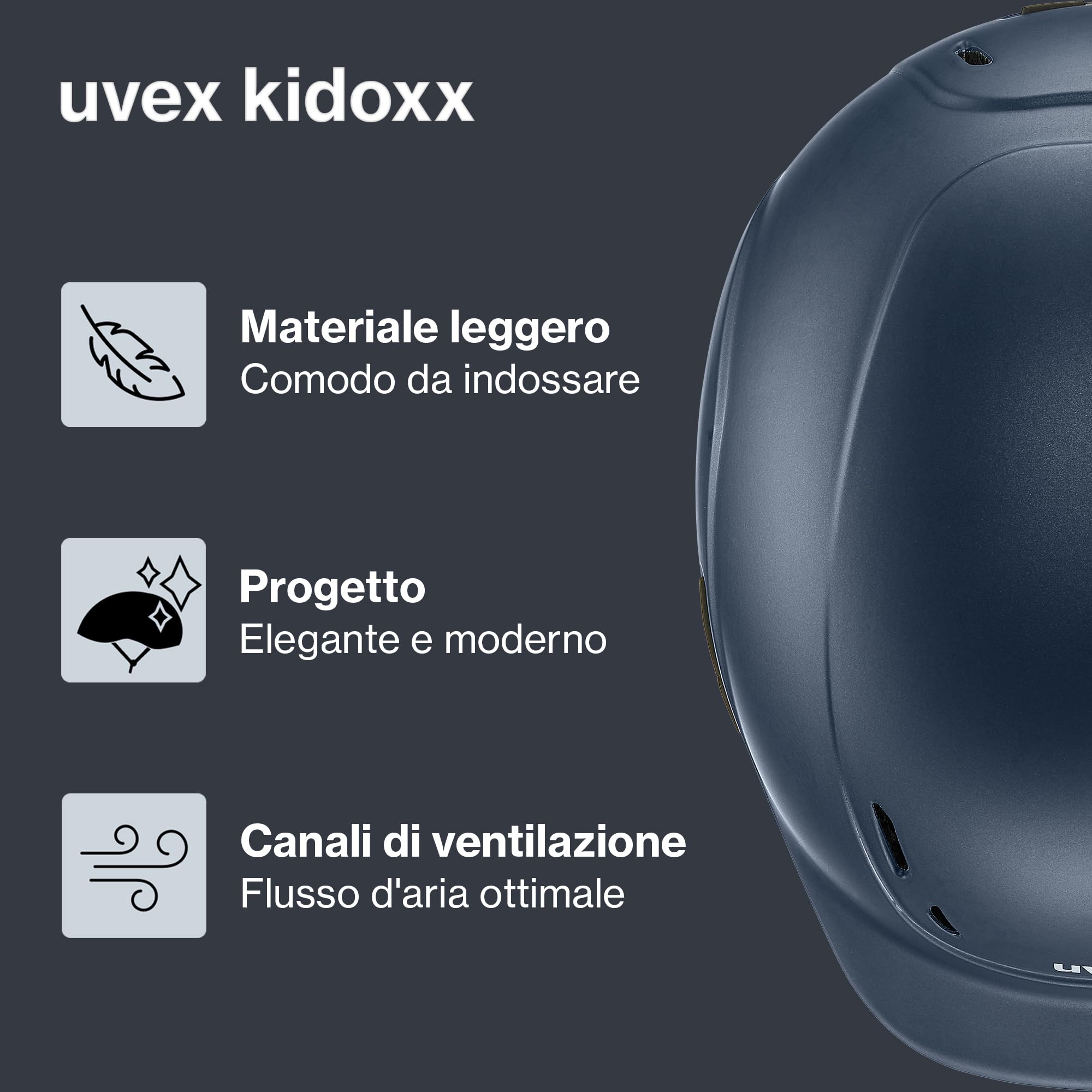 uvex kidoxx – Casco da equitazione leggero per bambini – regolazione individuale – ventilazione ottimale – opaco