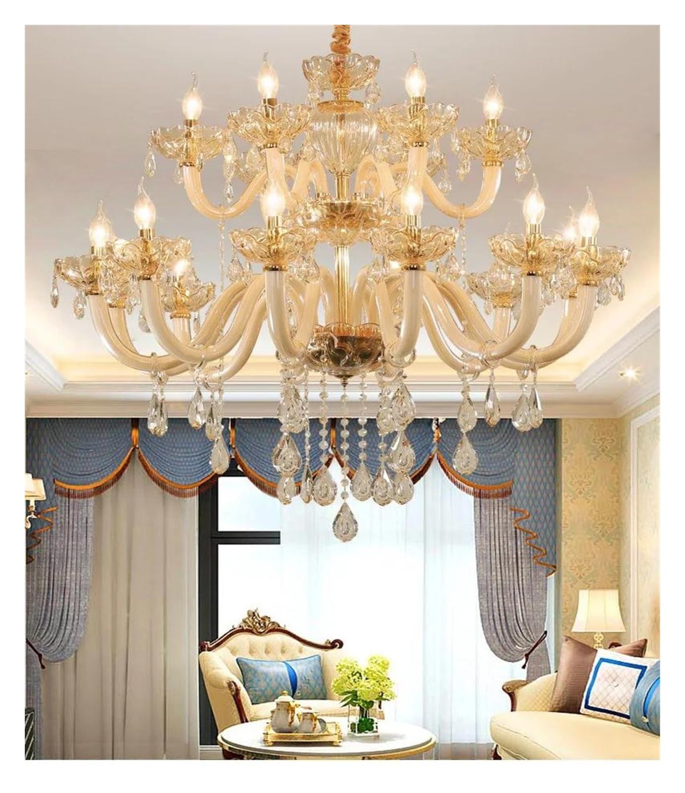 Genérico Lámparas de araña, Lámpara de araña cristal estilo europeo for sala estar, ambiente lujoso, escalera hotel dúplex, luz vela, lámpara LED creativa for dormitorio(Changeable,18 lights A)