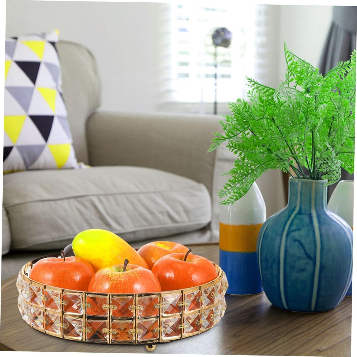 Sewroro Bandeja Decorativa Redonda Dorada para Decoración del Hogar, Espejo y Hierro, Almacenamiento para Joyas y Maquillaje, Diseño Moderno y Delicado