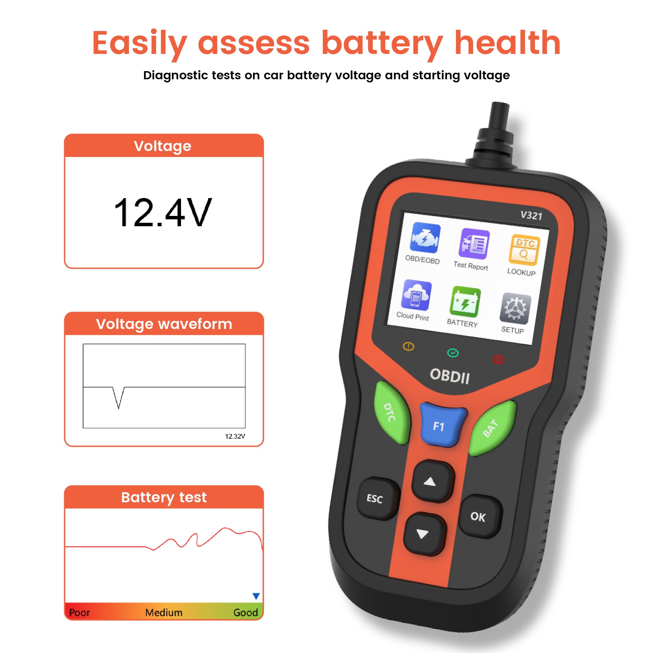 JUZELY Obd2 Auto Diagnostica per Volvo XC40 2018-2025 2026+, Cancellazione Spia Motore,Solo cancellazione e diagnosi Codici Errore; Nessuna riprogrammazione