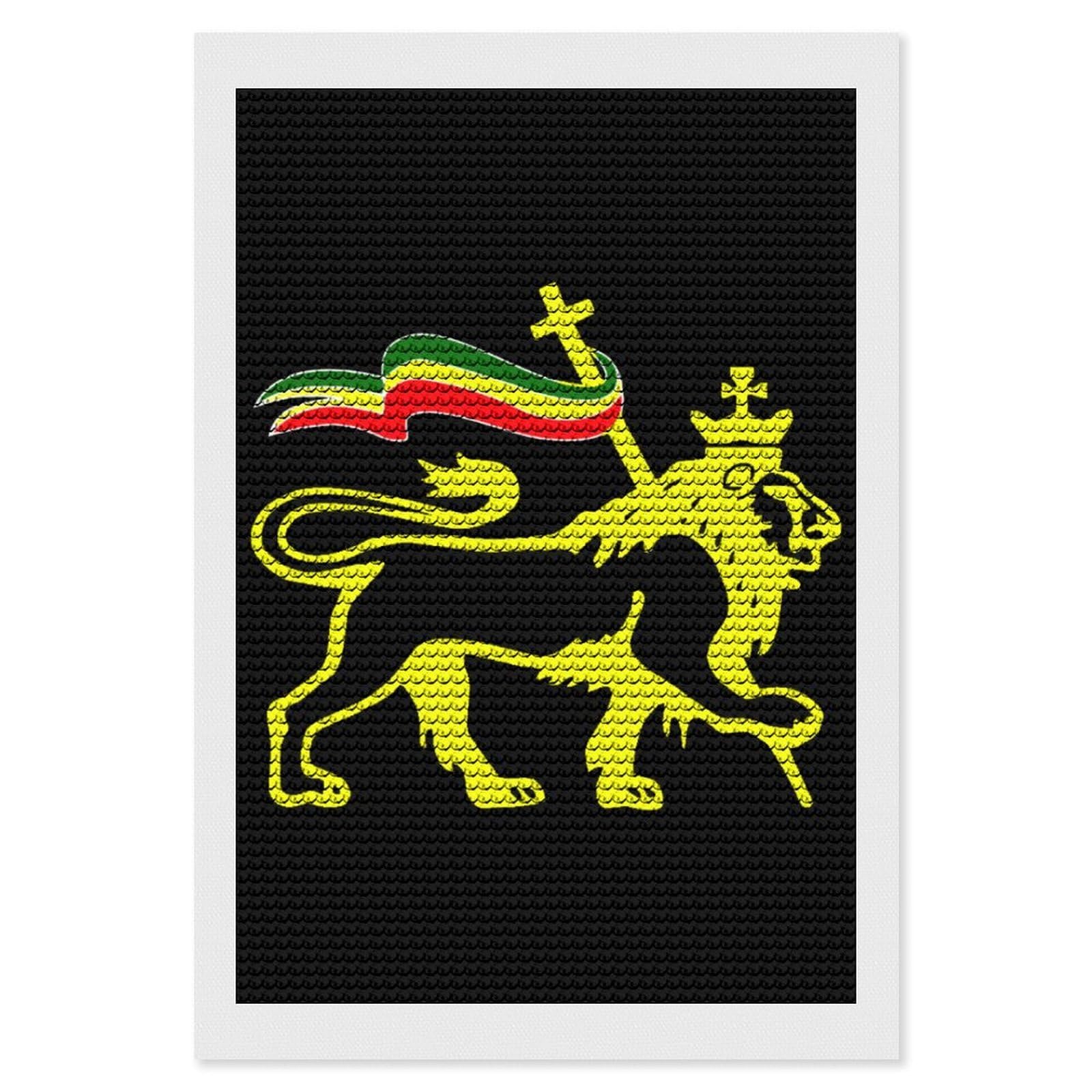 Nclqvjxzkhw Style Rasta-Lion Of Judah Vintage Diamond Art Painting For Adult Round Diamonds Pictures Arts Crafts Home Wall Decor 8"X12"