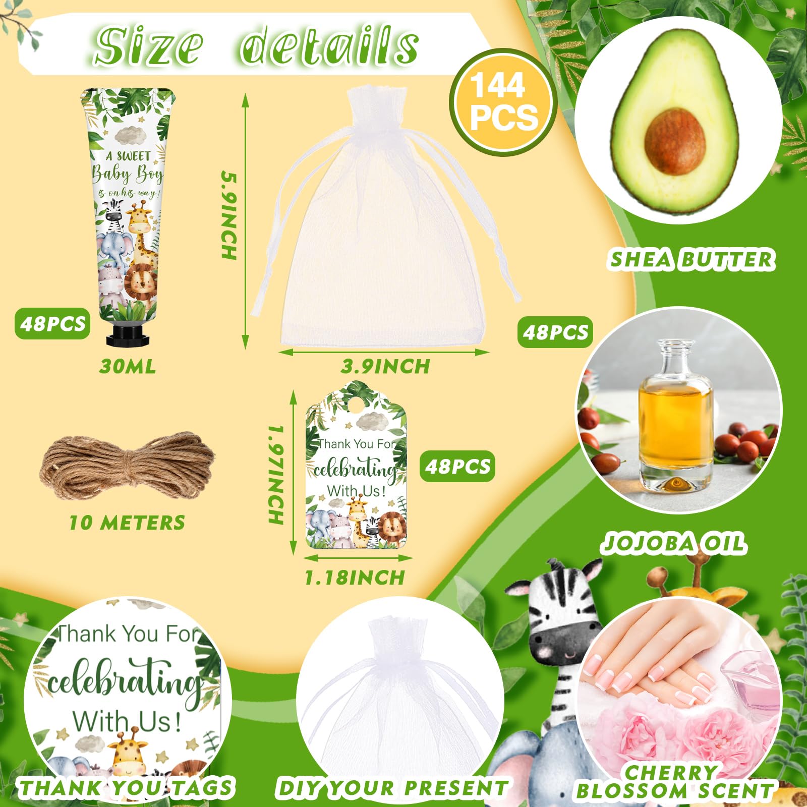 Dansib 48 Sets Baby Shower Hand Cream Party Favors for Guests Gift Bulk Travel Size Hand Lotion Set for Baby Shower Wedding Christmas(Animals)