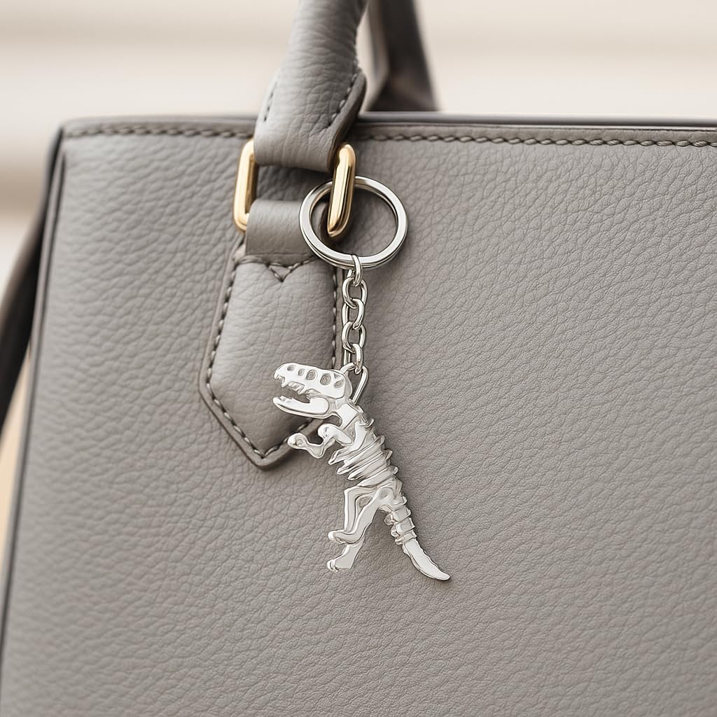 Dinosaur Keychain–Dinosaur Keychains Bag Charms for Women, Cool Key Chains Gifts for Dinosaur Lovers, Paleontology Fans & Unique Accessory Seekers
