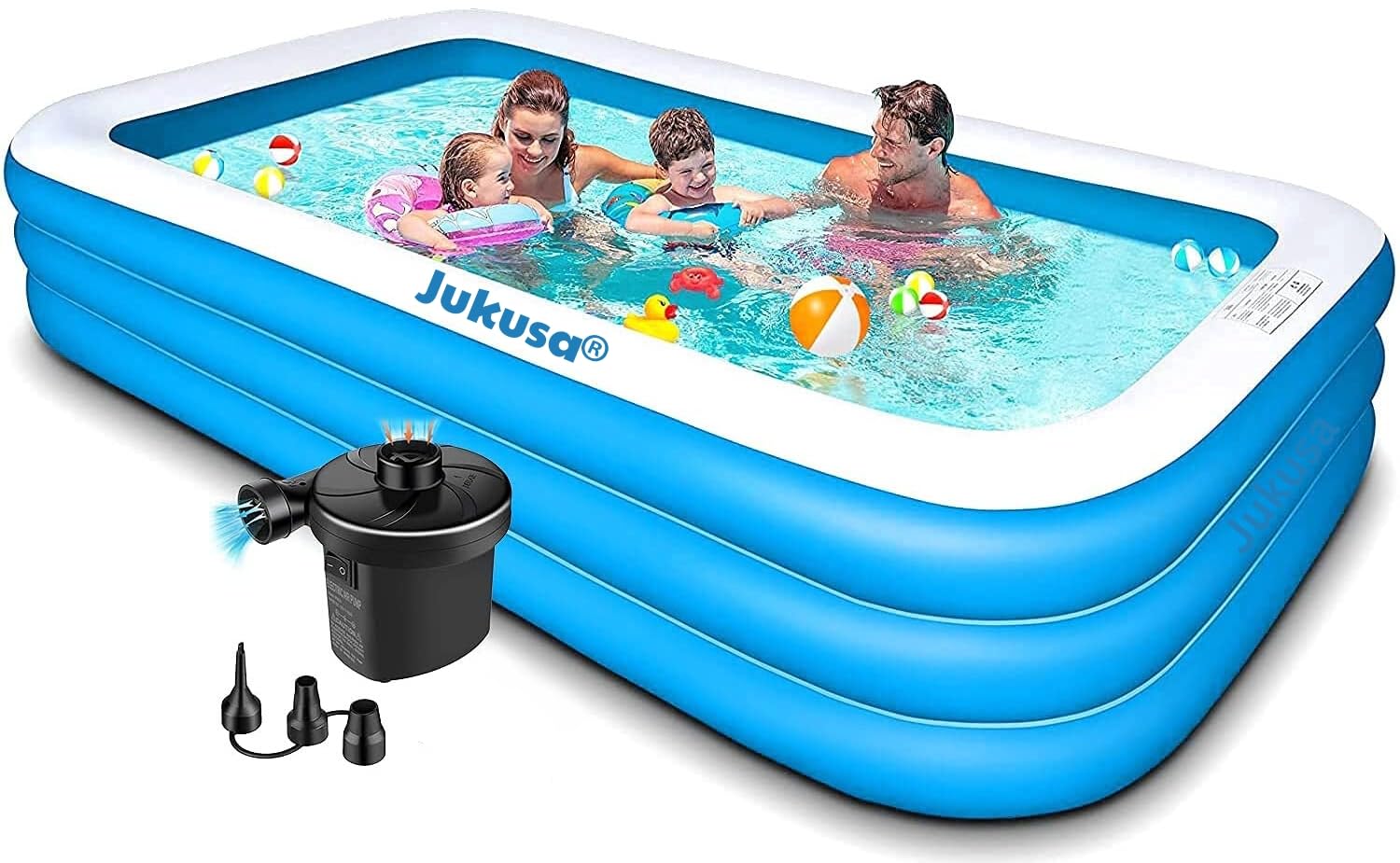 Jukusa 10 Feet Swimming Pool for Family Kids Adult 3 Stripped Inflatable Bath Tubs Swimming Bath Tub with Electric Pump 120x 72"x 22" Inch (B09SDZHRPD) Amazon Price History, Amazon Price Tracker