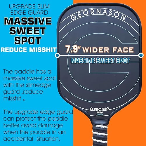 Miniatura 3 de Paleta de pickleball con superficie texturizada de grafito para giro, aprobada por USAPA, raqueta de pickleball de fibra de carbono T700 ligera,