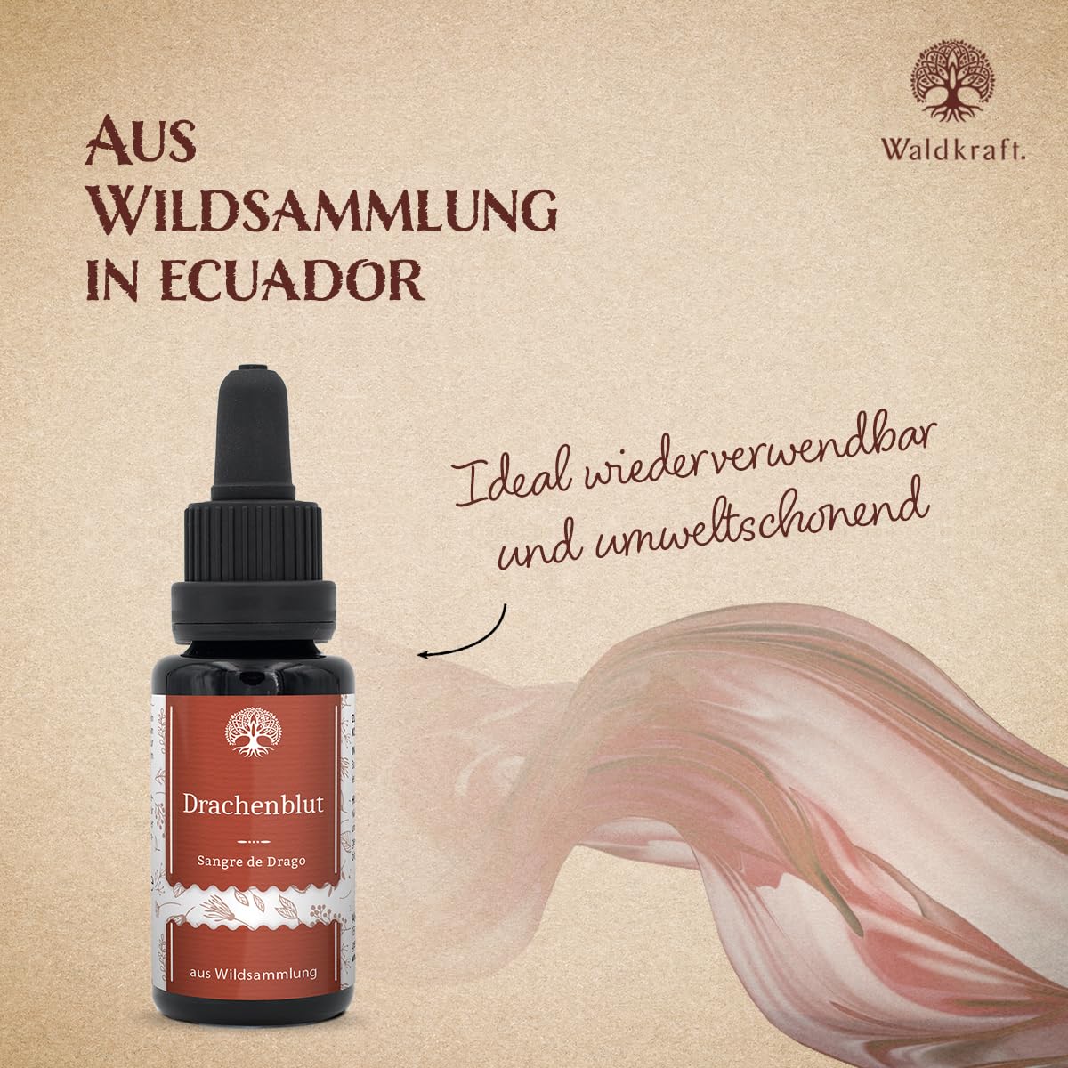 Waldkraft Drachenblut Sangre de Drago 100% rein unverdünnt Wildsammlung Ecuador Kosmetik-Rohstoff 3x 50ml Mironglas Pipette Made in Germany