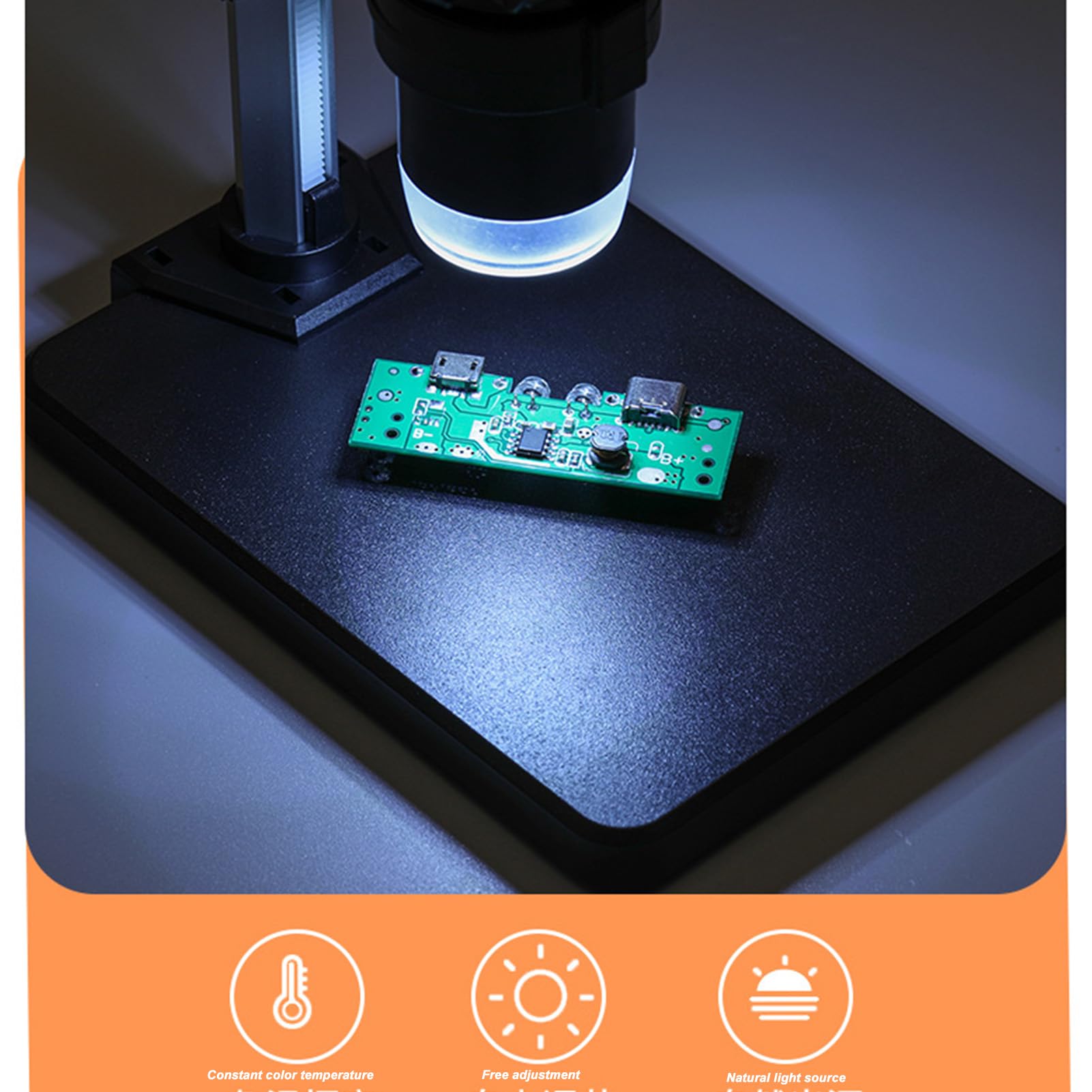 Cryfokt Mikroskop Cyfrowy z Wyświetlaczem LCD HD o Przekątnej 5,5 Cala, rozdzielczością 10 MP, Powiększeniem 1000x, 8 Diodami LED, Ręcznym Ustawianiem Ostrości, do Kontroli i Spawania
