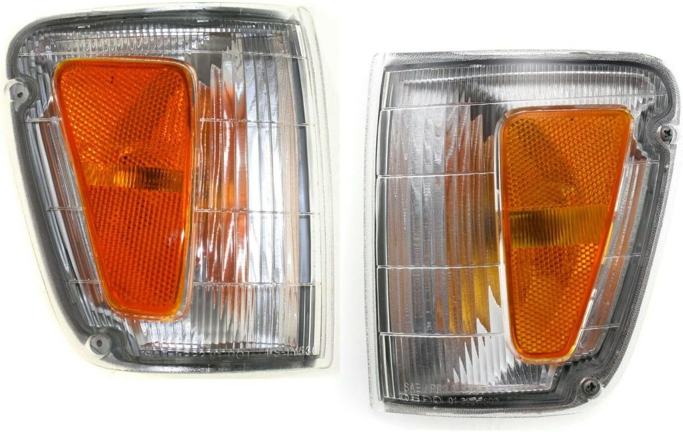 2pcs Signal Light Left Right Side Plastic Lens Clear & Amber Lamp Corner & Incandescent with for Toyota for T100 1993-1998 with Bulbs Assembly TO2521140