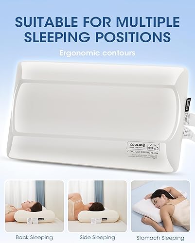 Miniatura 2 de Almohadas ultrafinas de espuma viscoelástica tamaño Queen, almohada cervical refrescante de contorno para aliviar el dolor de cuello, almohada