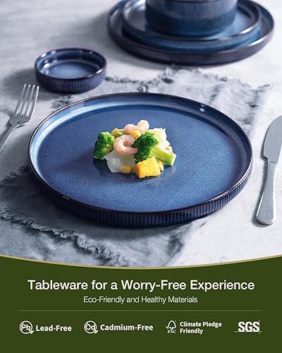 Miniatura 4 de Juego de platos y cuencos Famiware Star, juego de vajilla moderna de cerámica para 6, juego de vajilla de cocina de 18 piezas - Resistente a las