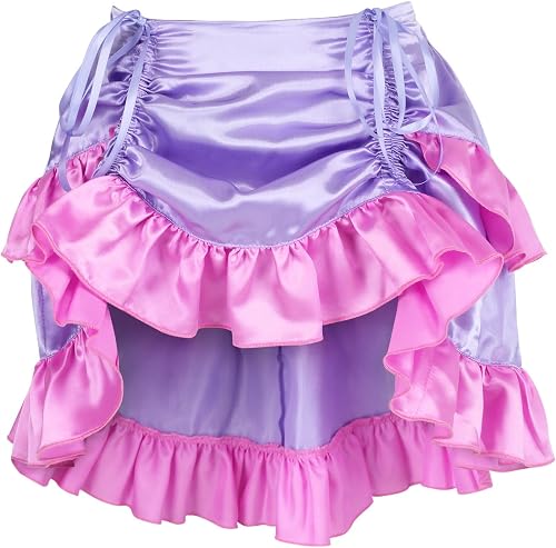 Daisy Corsets Women's Purple/Pink Drawstring Ruched Bustle Mini Skirt Western Fe
