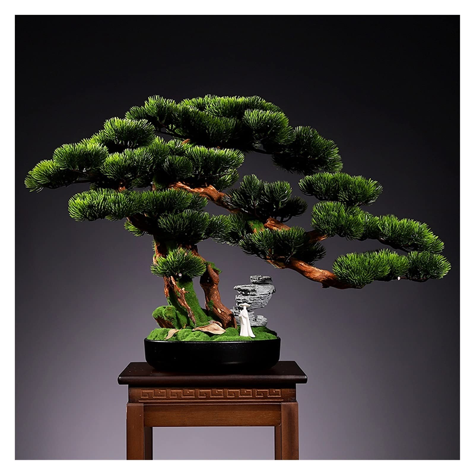NGDFGR Handmade Creative Simulation Welcoming Pine Bonsai Living Room Desktop Green Plants Potted Corridor Tv Cabinet Fake Flower Plants Decoration Gifts Fake Plant,A