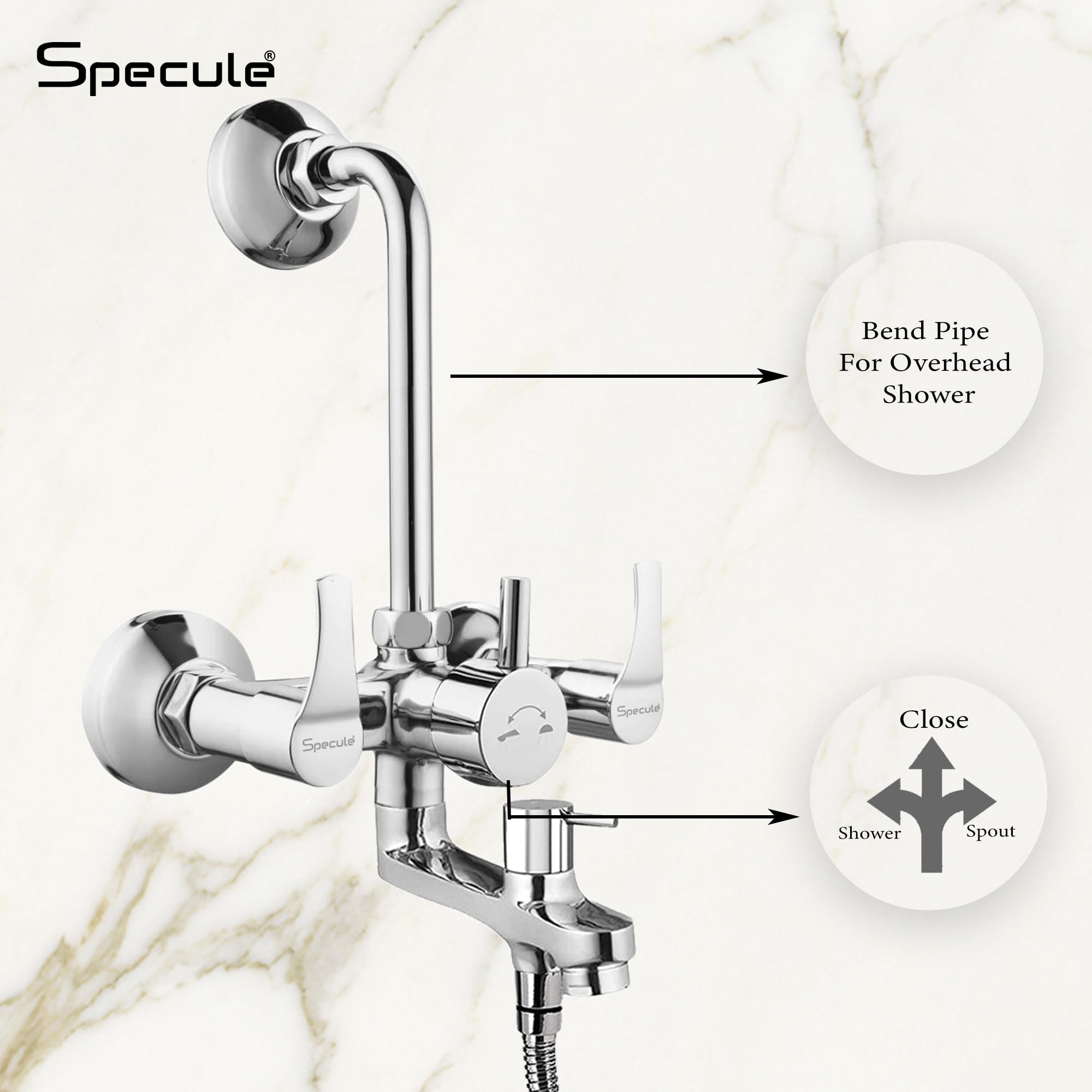 Topaz 3-in-1 Wall Mixer with Hand Shower - Chrome -4