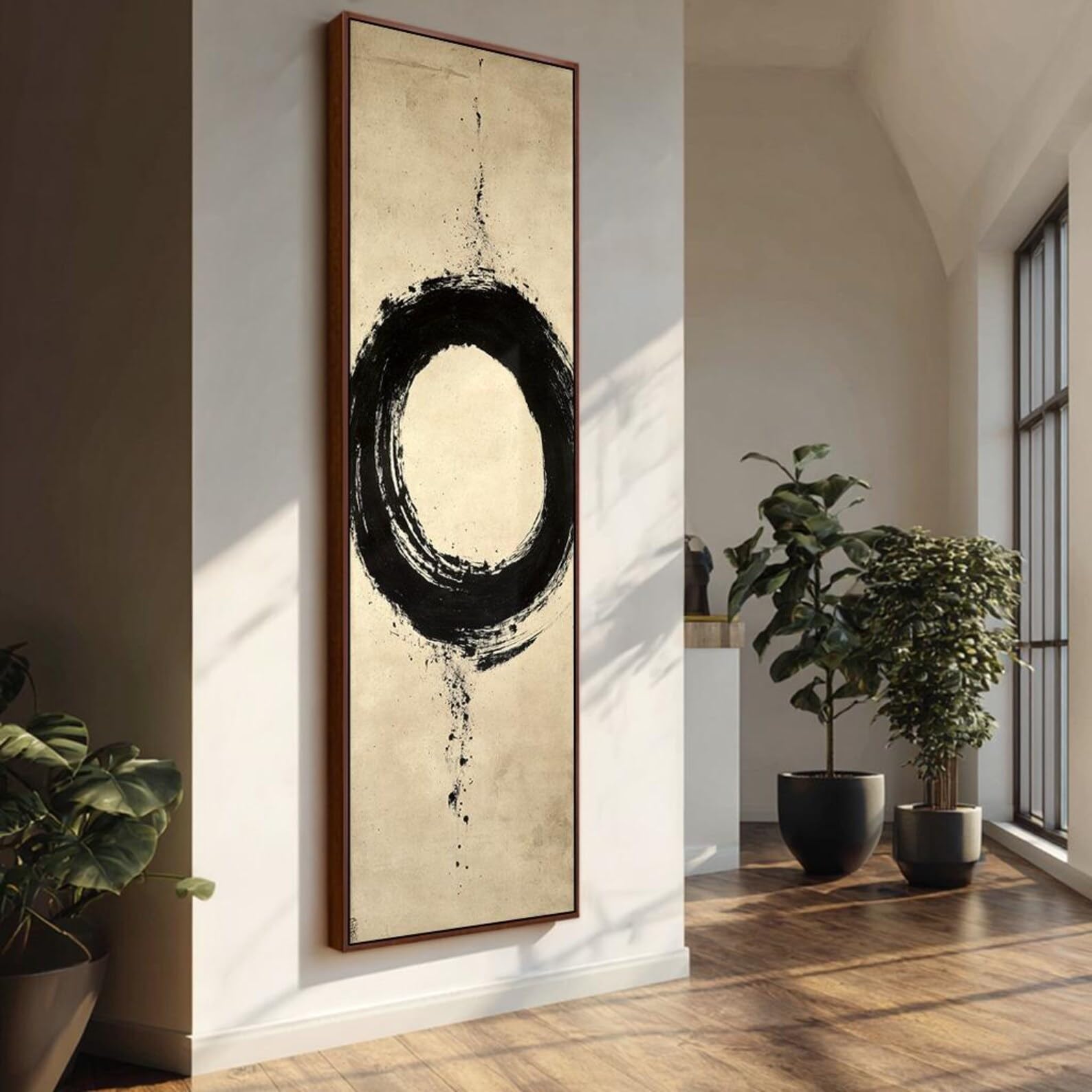XINBAO Tall Abstract Circle Canvas Wall Art, Modern Vertical Canvas Decor ，Home Wall Decor Horizontal Painting，Posters Prints(65x195cm/Frameless)