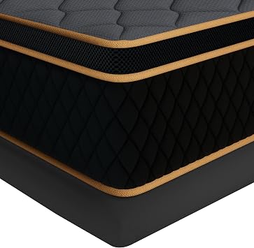 12 inch Full Size Mattress in a Box,Gel Hybrid Memory Foam Individually Wrapped Pocket Springs for Motion Isolation,Pressure Relief,CertiPUR-US,Medium Firm-Black
