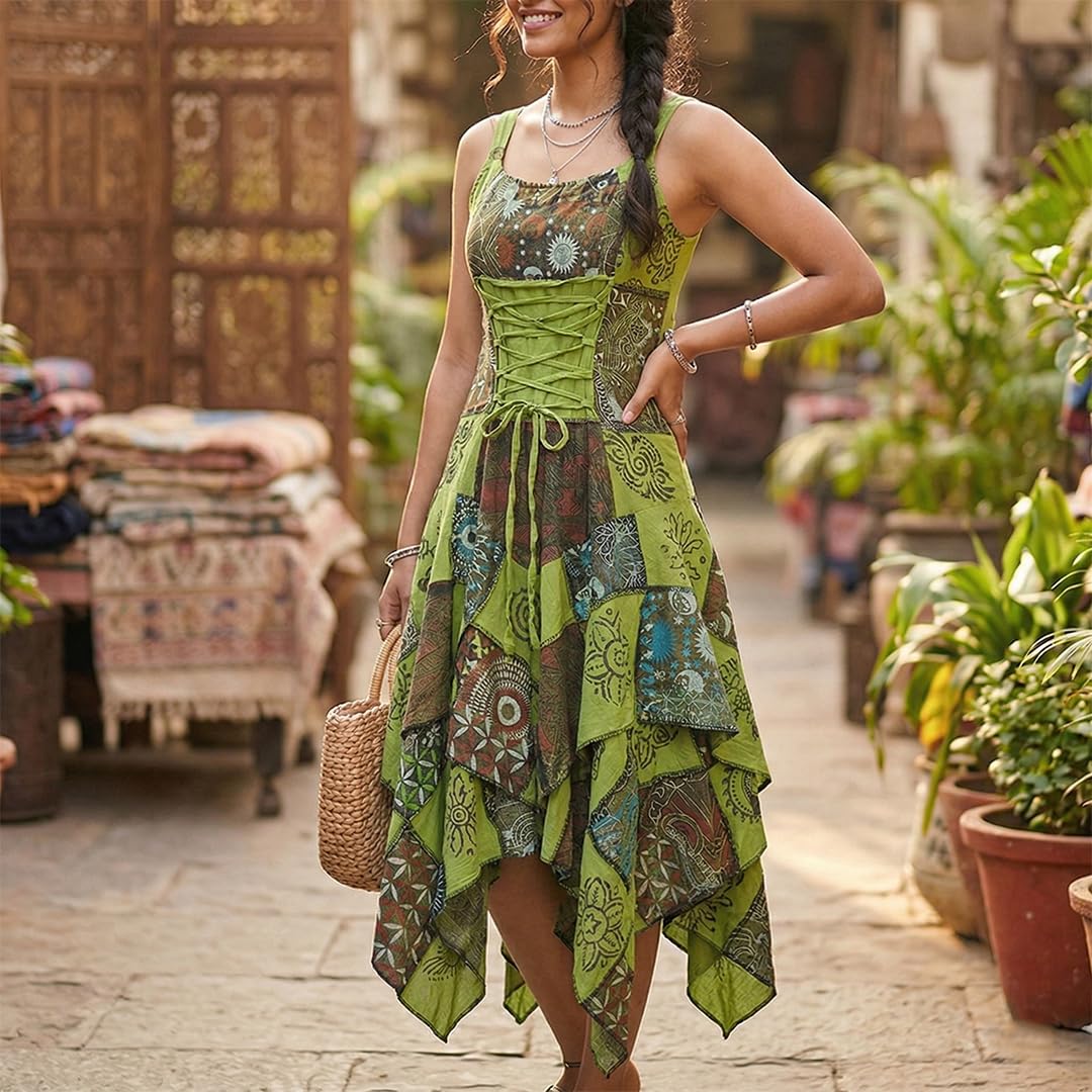 Ezhippie Vestido de verano bohemio hippy para mujer
