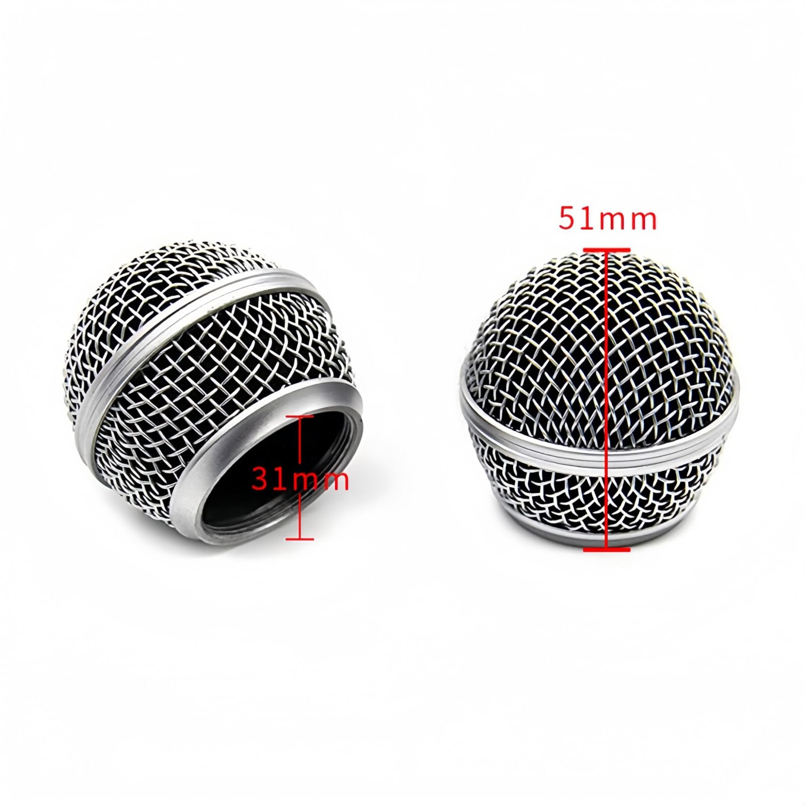 4 rejillas de repuesto para micrófonos Shure con cable e inalámbricos SM58, Beta58A, SV100, bola de rejilla de micrófono con espuma interior, cabezal de rejilla de micrófono de malla de acero, color