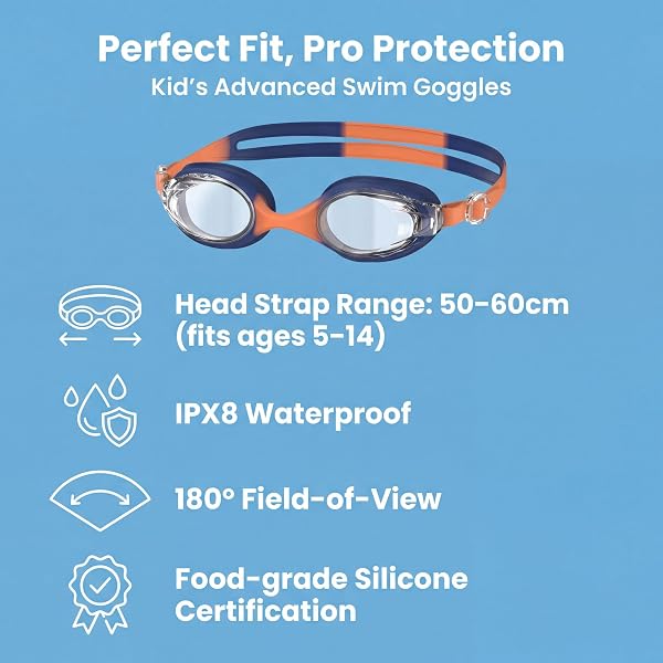 Seaflar Lunettes de natation enfants HD anti-buée: Protection UV | Bandeau élastique monobloc | Joint en silicone | Unisexe (3-14 ans) - 3