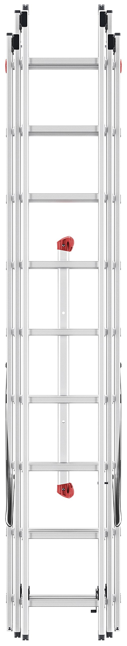 Hailo HobbyStep combi, 3-teilige Alu-Kombileiter, 3x9 Sprossen, stabiler Querbalken, Transportsicherung, bis 150 kg, made in Germany, 7309-007