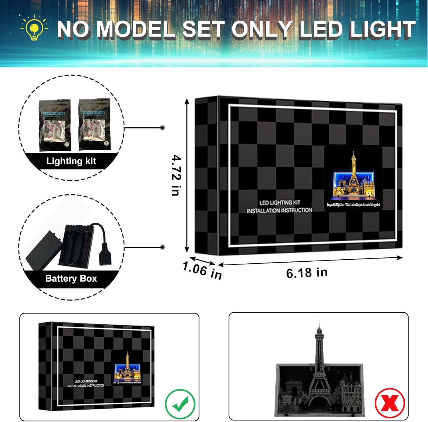 Light Kit for Lego Paris City of Love 21064 Set, Compatible with Lego 21064 Building Blocks Model(Not Include Blocks Set)