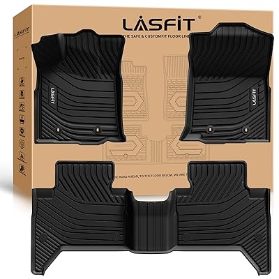 LASFIT Floor Mats for Toyota Tacoma 2016-2023 Double Cab (Only for Automatic) All Weather Custom Fit Floor Liner for Tacoma SR/SR5/TRD/Limited/Trail TPE Mats Front&Rear 2 Row Car Mats, Black