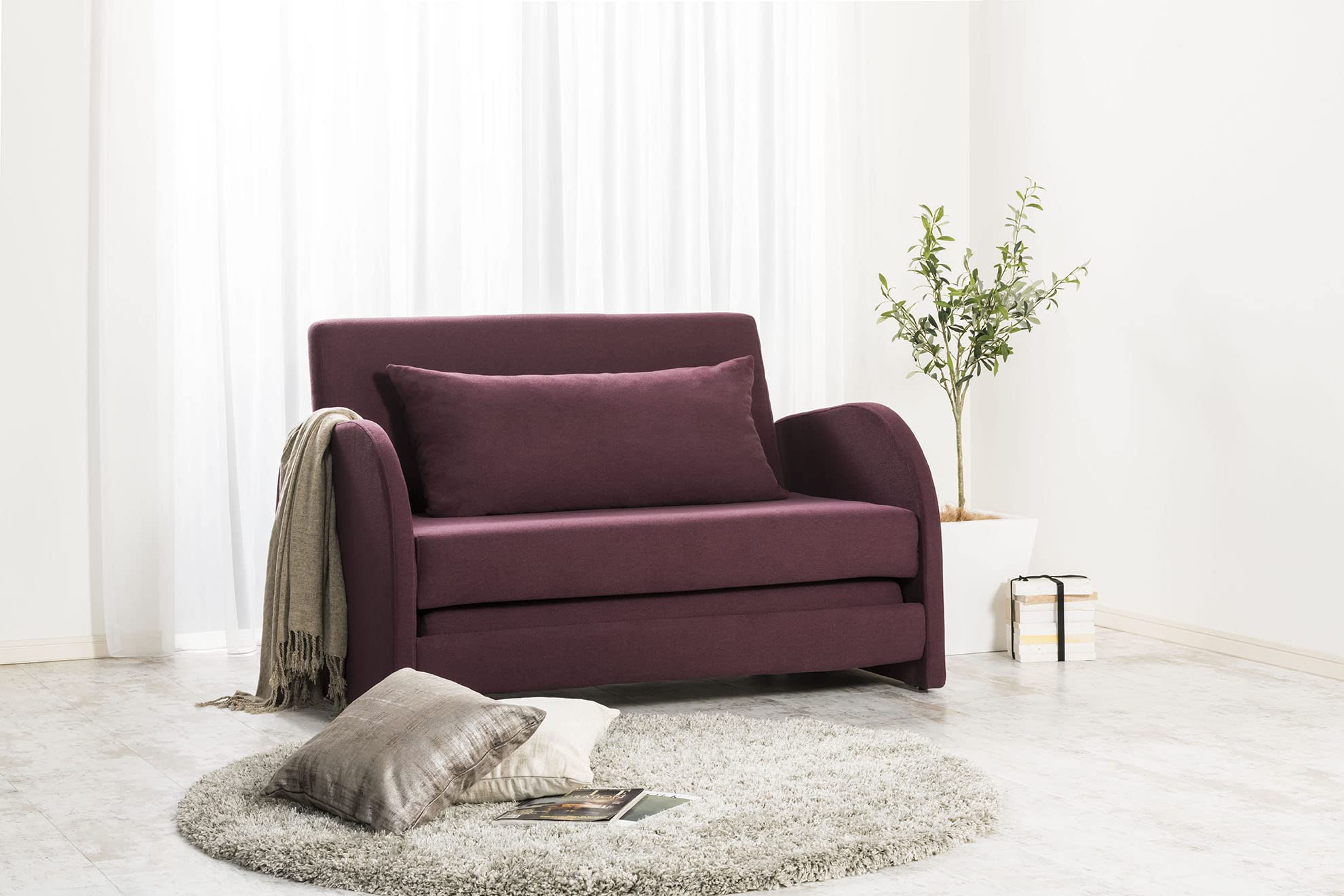 ブラウン ソファベッド 1つのクッション付き