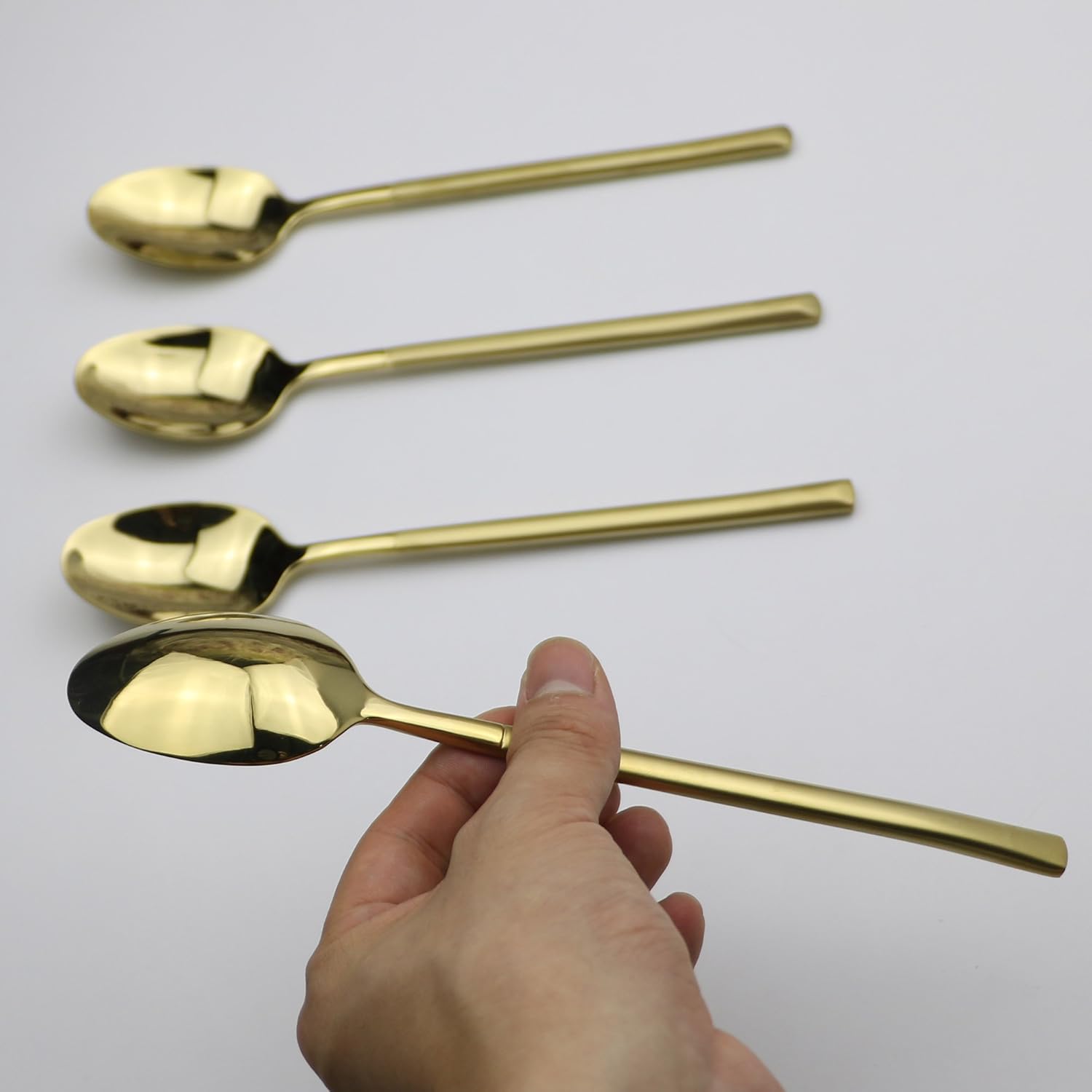 4 Piece 18/10 Stainless Steel Table Dinner Spoon Set, Mirror Gold
