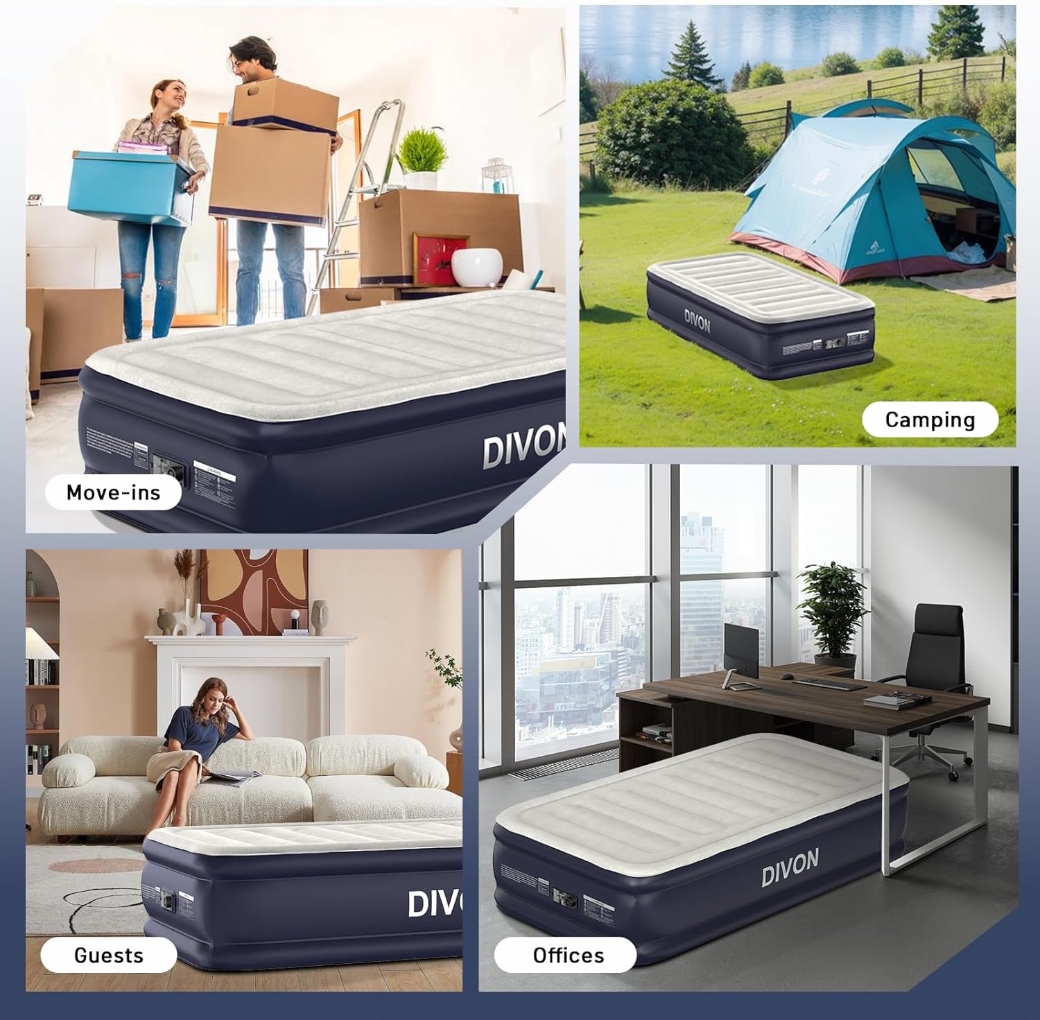 Twin Air Mattress with Built-in Pump,18''Raised Blow Up Mattress 2 Mins Self Inflation/Deflation,Upgraded Thicker Inflatable Mattress，Flocked Top Air Bed with Storage Bag for Guests,Home，Camping - Image 7