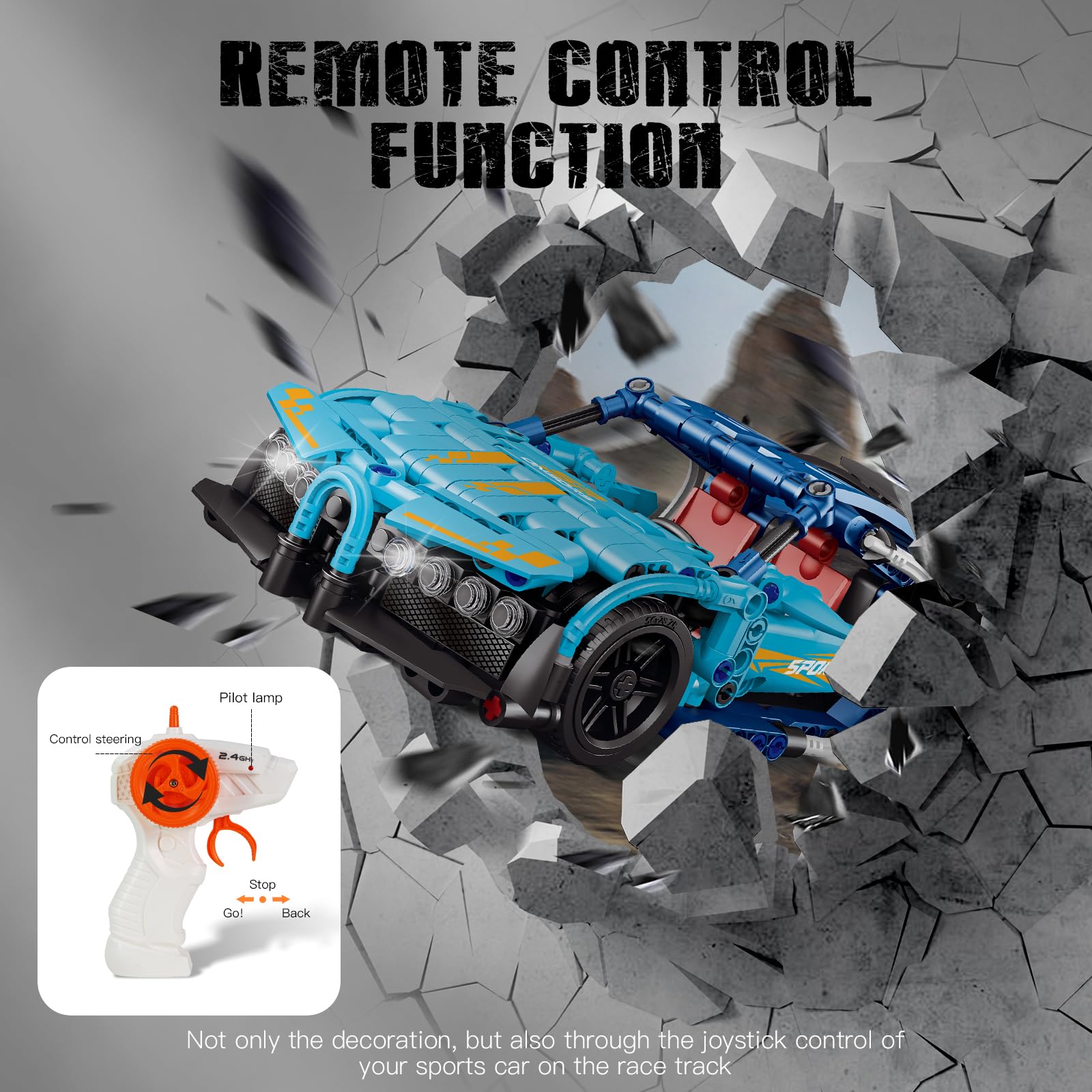 RC F1 City Auto 433-częściowy Model 1:16 Niebieski 2,4G Hz Pilot Zdalne Sterowanie Kompatybilny z Lego Technic