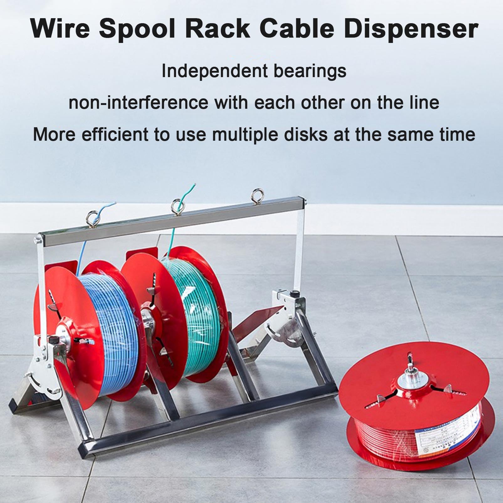 Genérico Dispensador de Carrete de Alambre Resistente, Soporte de Carrete de Cable de extensión, Soporte de Carrete de Alambre, Carrete Ajustable del Almacenamiento del Cable eléctrico