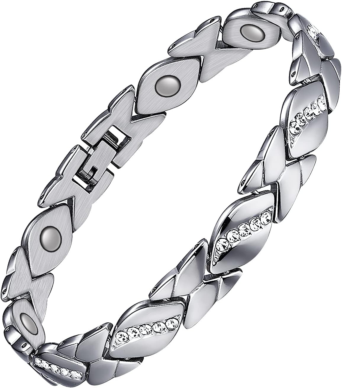 Jecanori Magnetic Bracelets for Women,Crystal Bracelets for Women,316 Stainless Steel Bracelets,Valentines Day Gifts with Sizing Tool