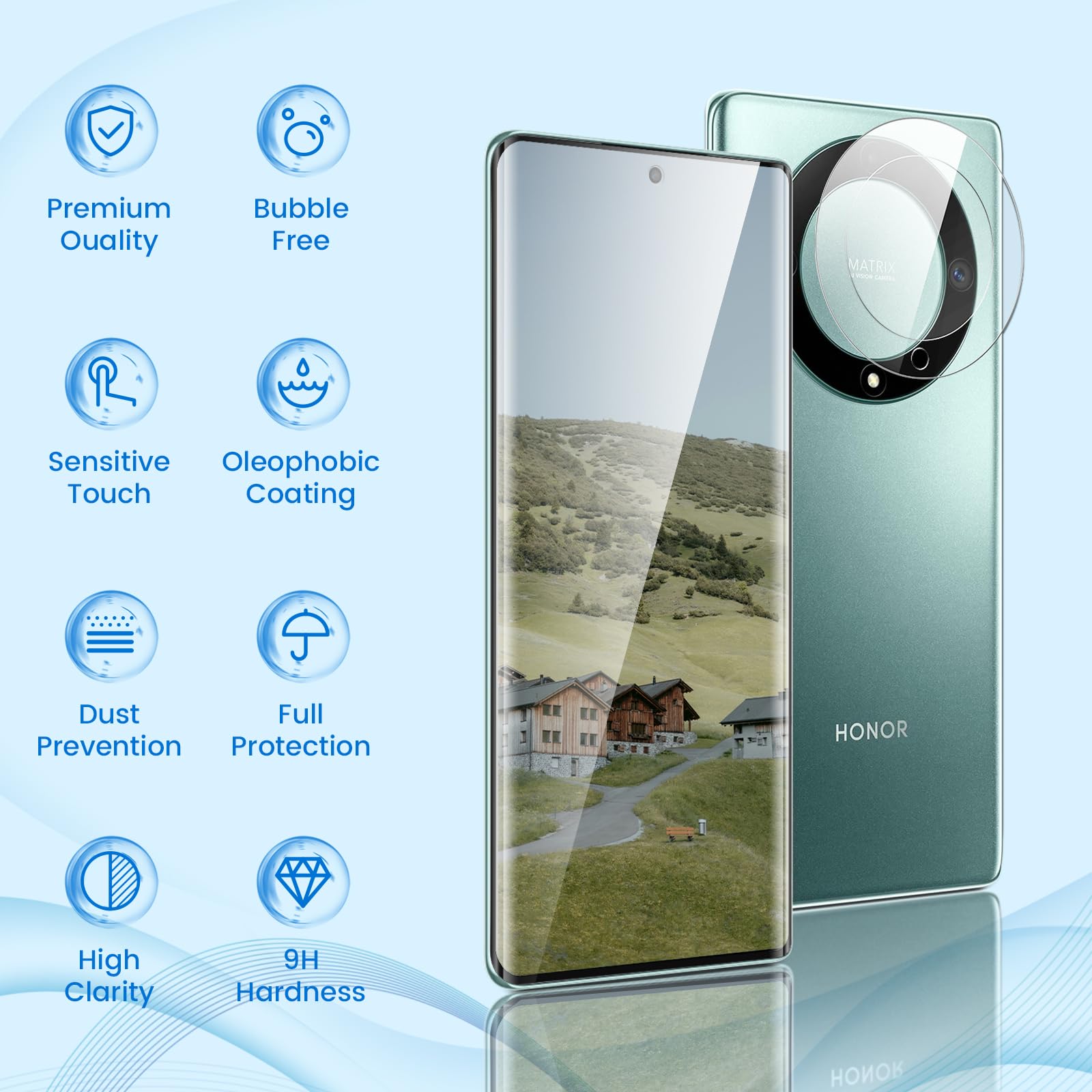 IQShield Vetro Temperato Per Honor 90 Lite (2 Pezzi) - 9H HD Anti Graffio - 3