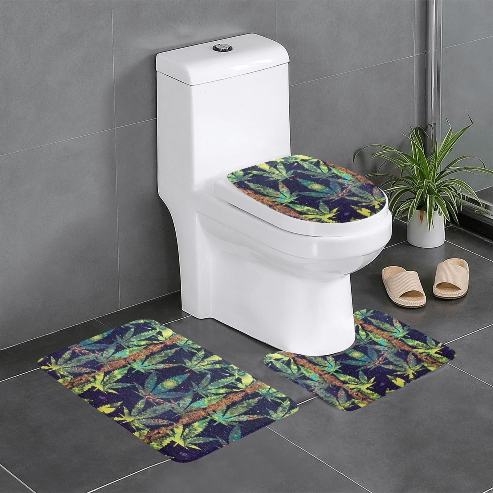 Tapis de sol flanelle pour cuisine et salle de bain ambiance nature relaxante lot de 3