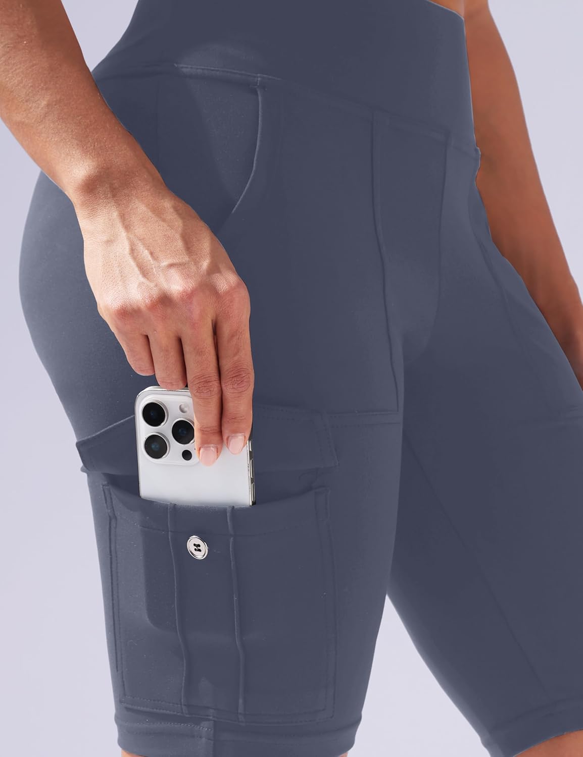 VOOVEEYA High Waisted Workout Biker Shorts Women Tummy Control Yoga Running Shorts with Cargo Pockets Gym Athletic Shorts