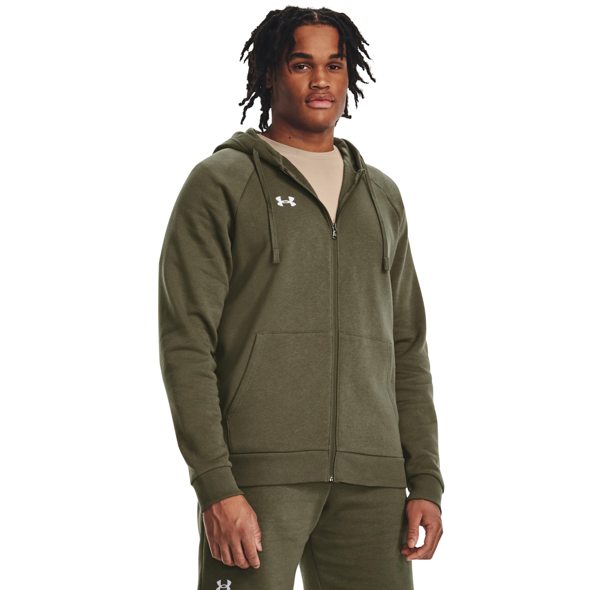 Under Armour Herren Rival Fleece Zip Hoodie Grün XXL – Ansicht 2